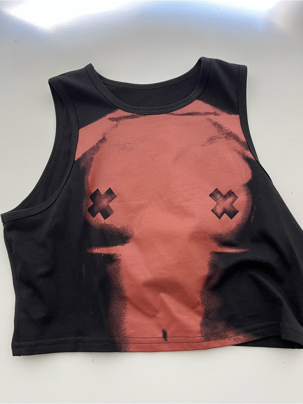 Cider Black Crop Tank with Rust Graphic